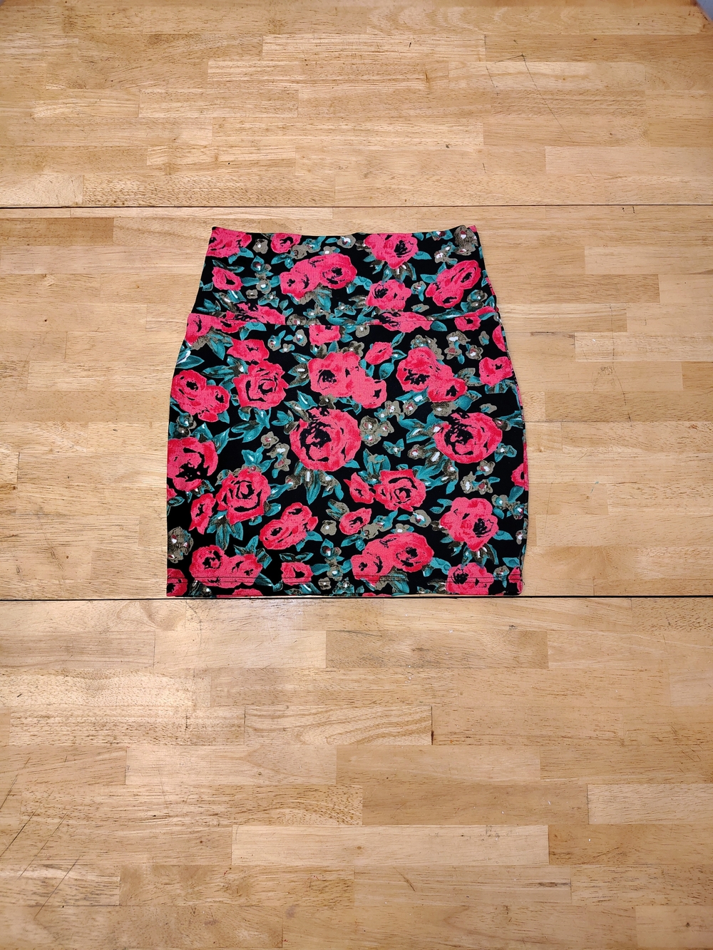 High Waisted Floral Mini Skirt